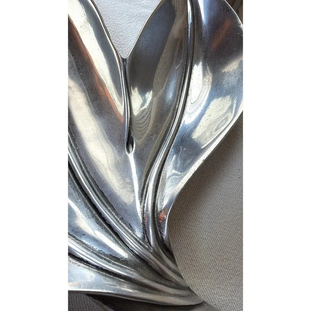 Royal Hickman Bruce Fox Leaf Tray 16in MCM Cast Aluminum RH10 Dish Tray Platter